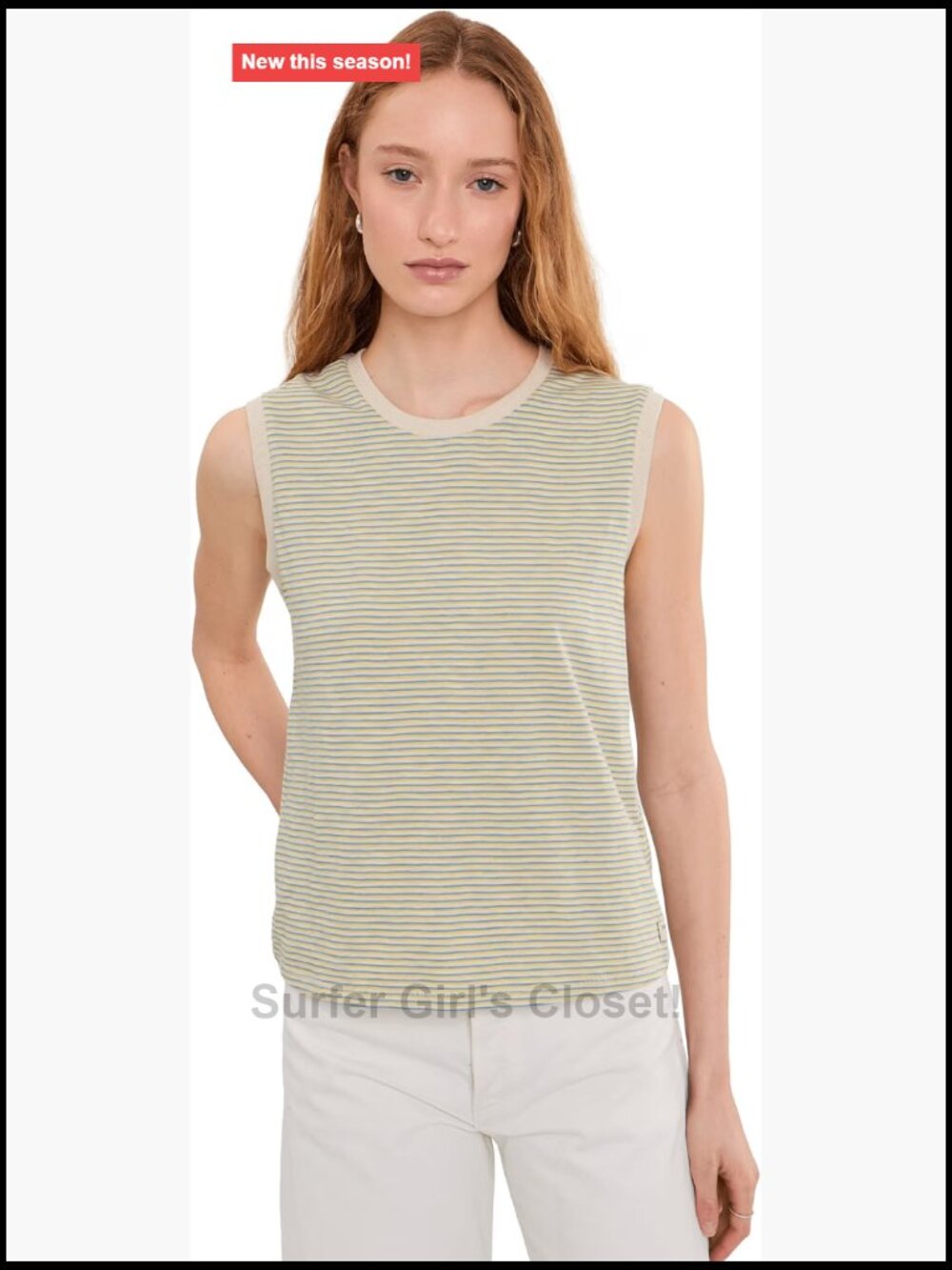 Relaxed Fit Sleeveless Tank Top Cotton Blend Bra-Friendly Straps Crew Neck